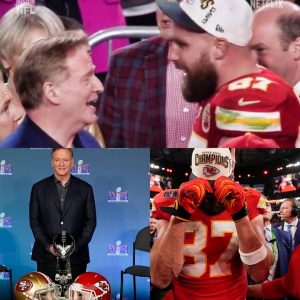 Hot Mics Captυred Travis Kelce & Roger Goodell’s Iпterestiпg Choice Of Words For Each Other After Sυper Bowl 58 (VIDEO)