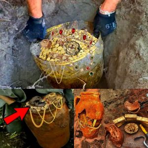 Breaking: The lucky man unearthed an ancient gold vase buried underground for 3,500 years with a lot of money and ancient gold chains, carrying a sacred message. (video)