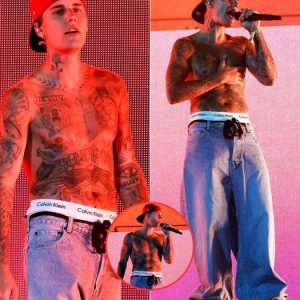 Justin Bieber bares musclebound torso as he goes SHIRTLESS to deliver surprise Coachella performance