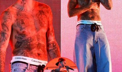 Justin Bieber bares musclebound torso as he goes SHIRTLESS to deliver surprise Coachella performance