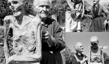 These photographs were taken in the Italian village of Venzone in 1950. They depict people “walking” mummies.